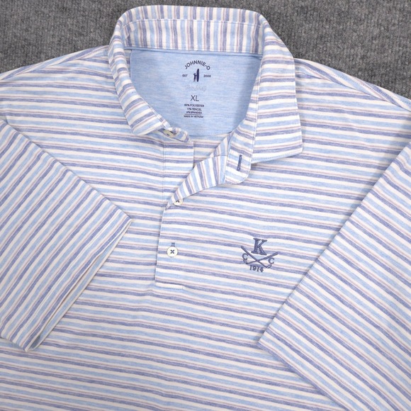 Johnnie O Top Shelf Polo Shirt Mens XL Blue Performance Knickerbocker Club Golf - Picture 1 of 8